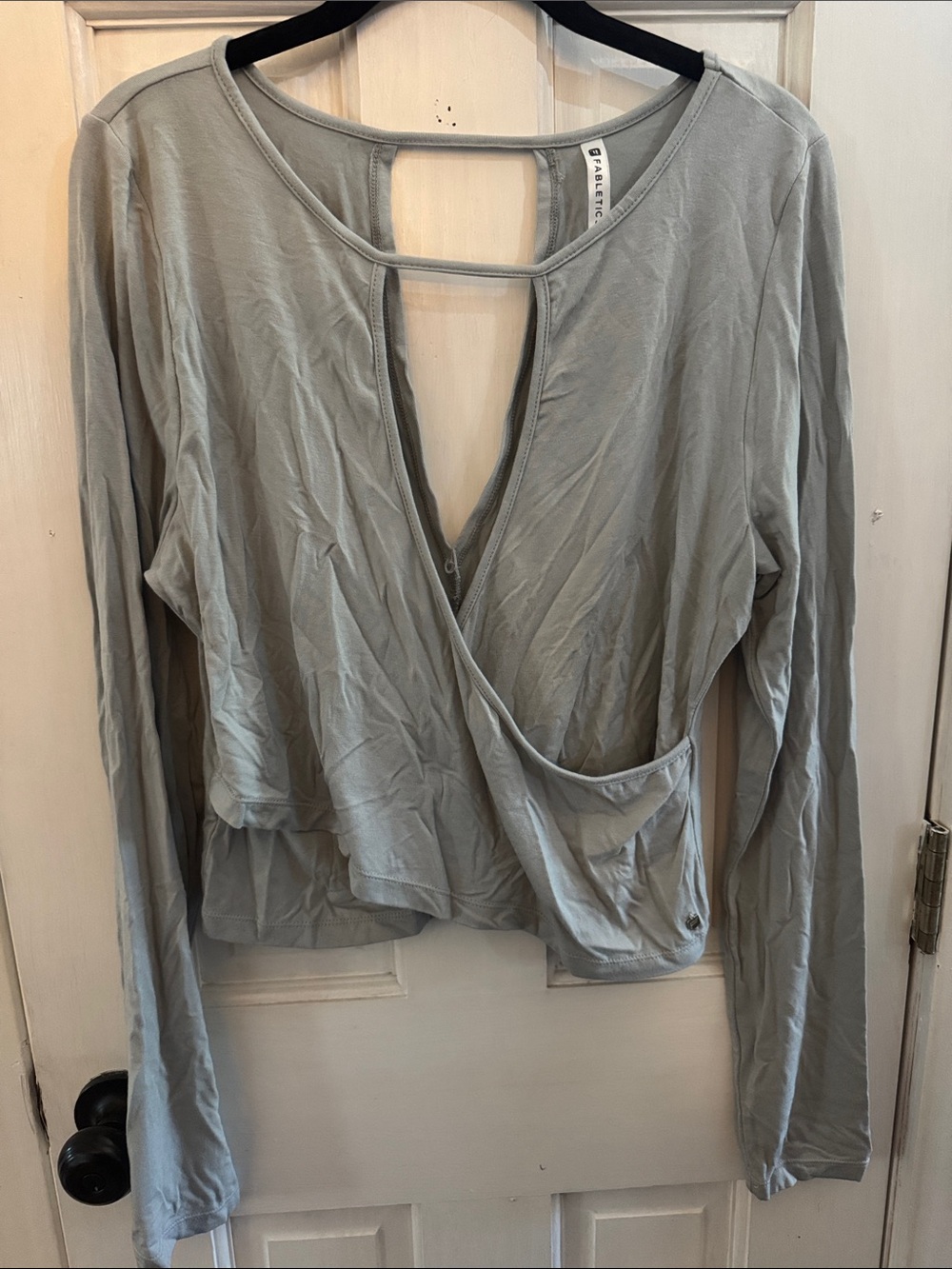 Fabletics Light Gray Long-Sleeve Wrap Top